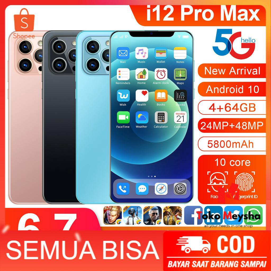 Hp Murah i12 Pro Max 6.7 inch U-Layar Ram 4GB + 64GB ROM