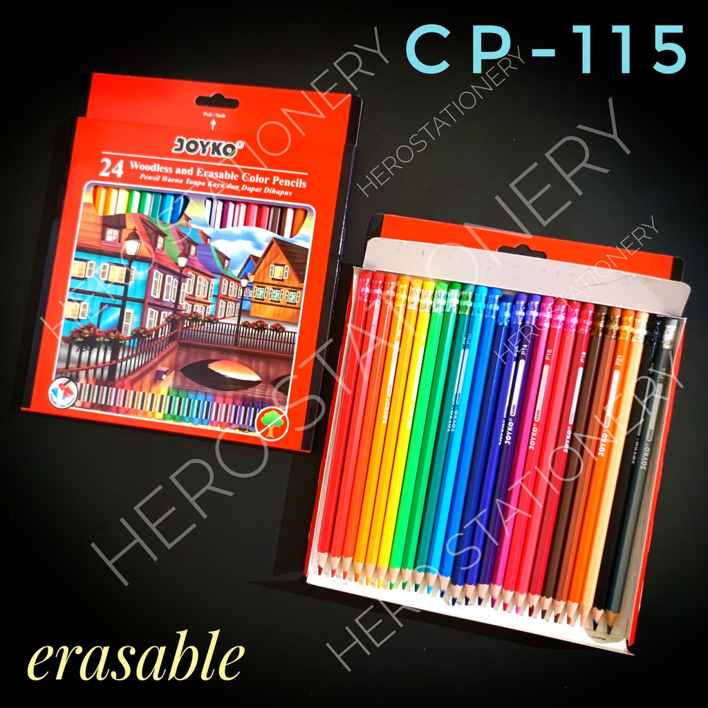 

Pensil warna bisa dihapus erasable dengan penghapus joyko 24 warna CP-115