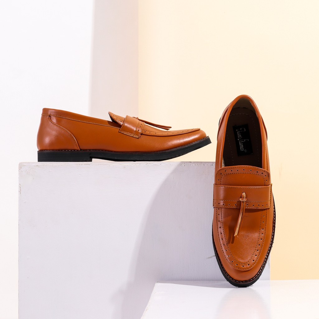 Pietra Brown | Sepatu Coklat Tanpa Tali Loafers Pria Casual Kerja Formal Kantor Laki | Giant FORIND