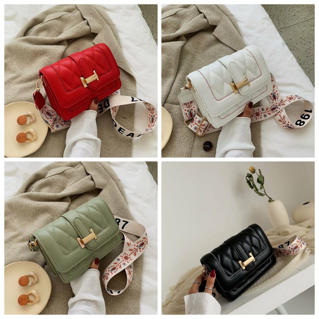 TAS SELEMPANG WANITA TALI LEBAR LANCE IMPORT MURAH SLING BAG FASHION KOREA KULIT PESTA ABG ORI BATAM