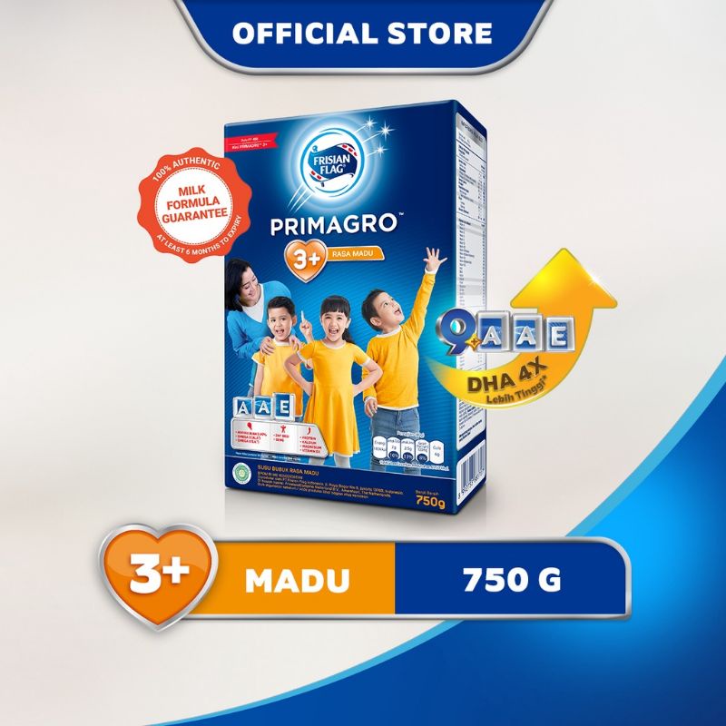 Frisian Flag Primagro 3+ 750gr Vanilla, Madu dan Coklat  Susu Formula Pertumbuhan Anak - 1 Pcs