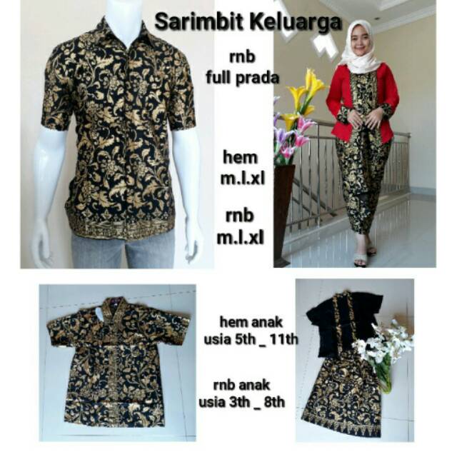 Baju batik couple keluarga muslim anak kebaya lilit instan