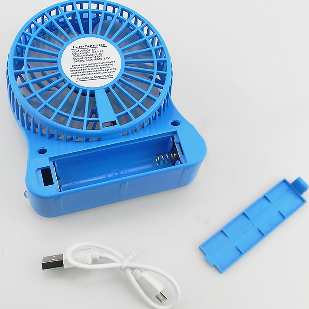 [huite]USB Rechargeable Mini Fan Indoor Outdoor Portable Desktop Plastic Electric Fan with LED Light