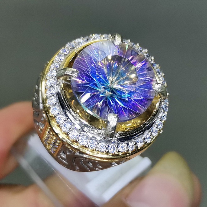 Cincin Batu Mistik Quartz Kinyang Pelangi Bagus