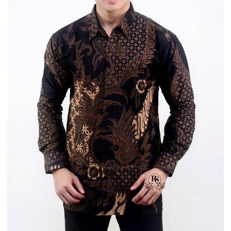 kemeja batik pria lengan panjang bayar COD size M L XL XXL