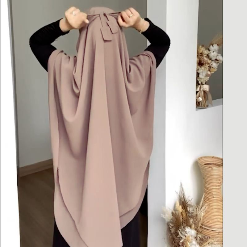 Hijab Khimar Syar'i Jumbo Bergo Tali Ceruty Babydoll 2 Layer Prem
