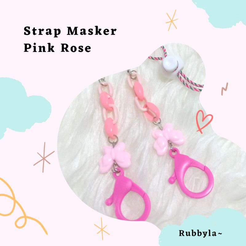 KALUNG TALI MASKER MURAH/ STRAP MASKER KOREA / KONEKTOR MASKER HIJAB / PINK ROSE