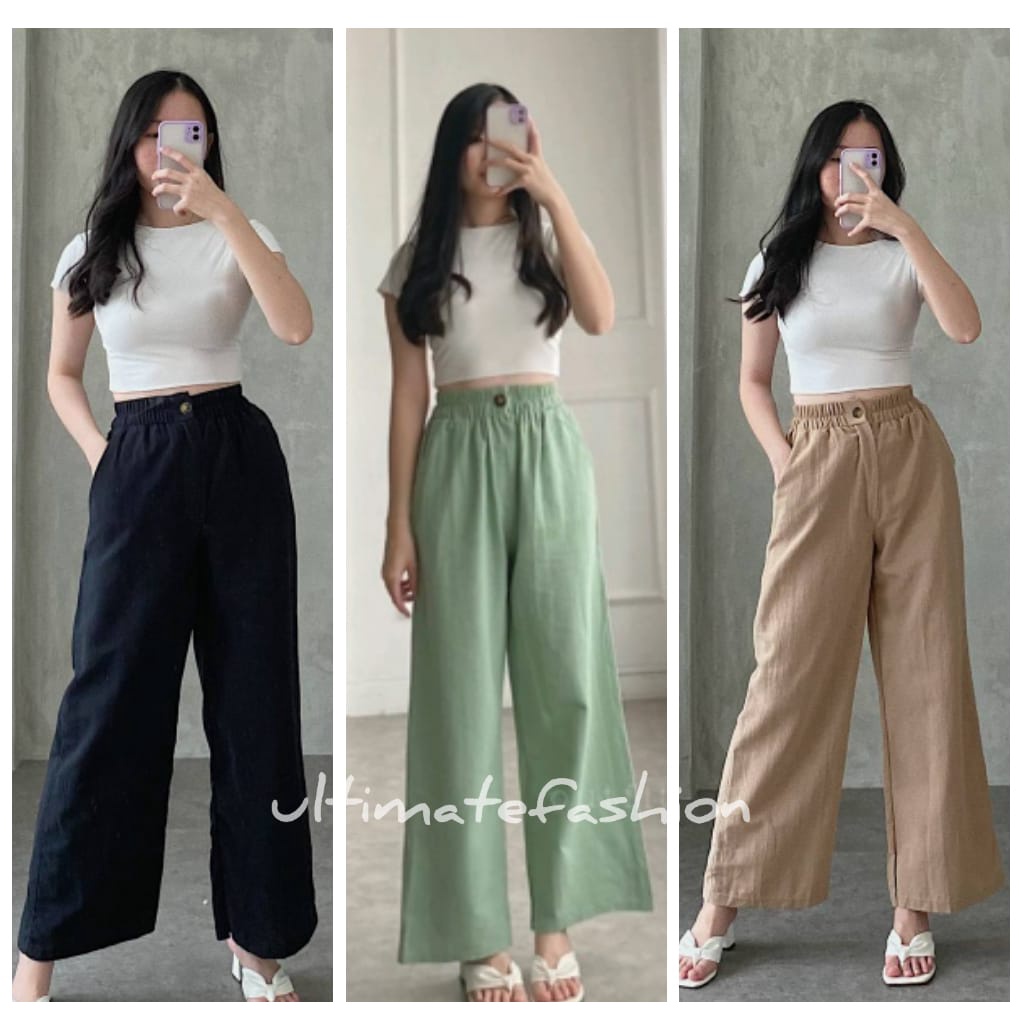 Kulot Linen Angel Premium Celana Basic Wanita 8288 INDY PANTS