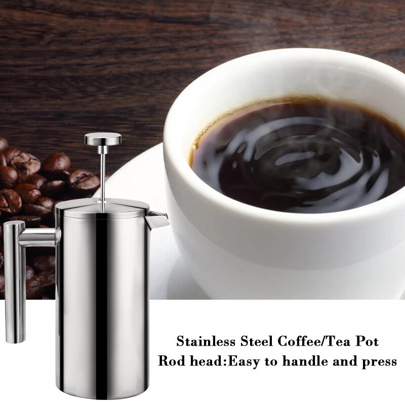 Mi.more French Press Stainless Steel Coffee Maker Plunger French Press Kopi 350ml/800ml/1000ml