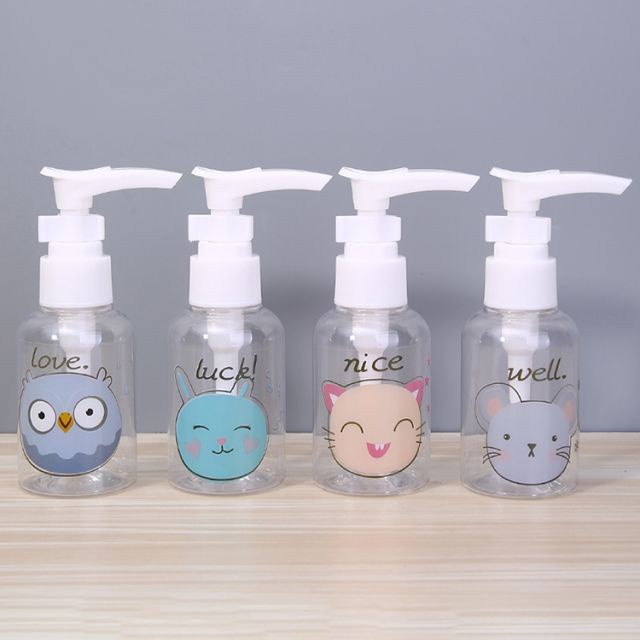 Empty Bottle Pump Cute Animal Traveling Bottle Transparent Botol Pump Kosong 1 Pcs size 50 ml 75 ml 100 ml Pompa Botol Transparan