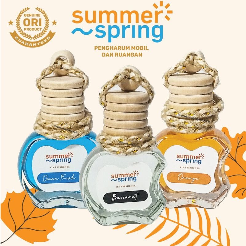 Summer Spring  Pengharum Pewangi Parfum Mobil, Ruangan, Toilet. Ruang Tamu Dapur Lemari Pakaian Kamar Mandi Tidur kemasan Botol Apel