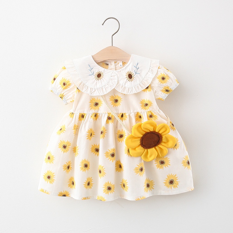 [eleypan.kids] Dress Anak IMPORT BONUS TAS Bunga Matahari Kelinci Sunflower Polkadot Terusan Impor