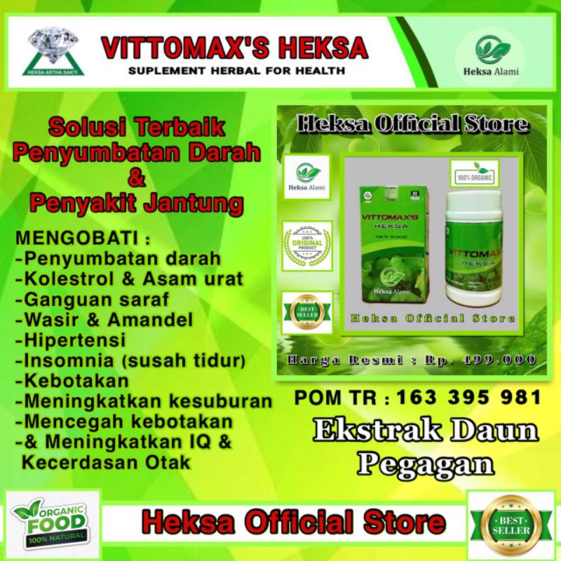 Vittomax's Heksa || Ekstrak Daun Pegagan || Solusi Terbaik Penyumbatan Darah