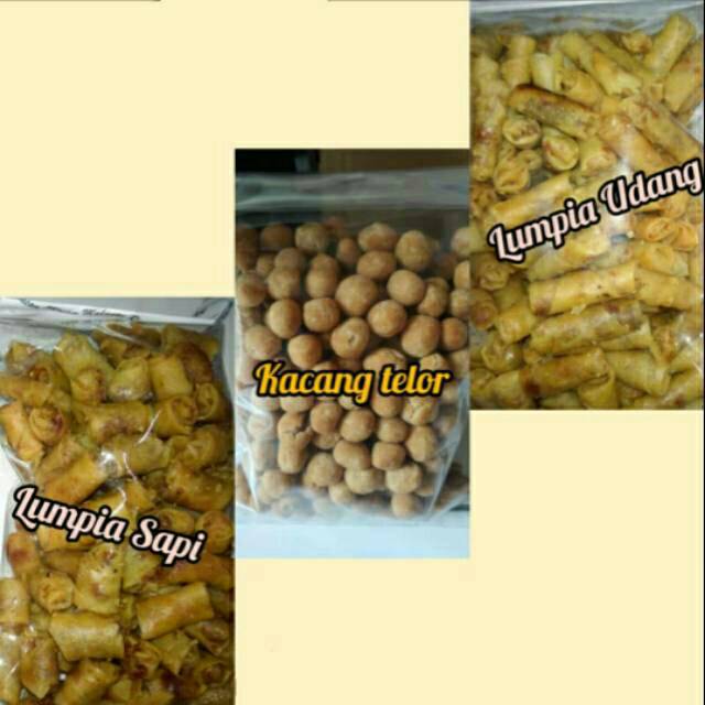 

Snack kacang telor, lumpia udang,lumpia sapi