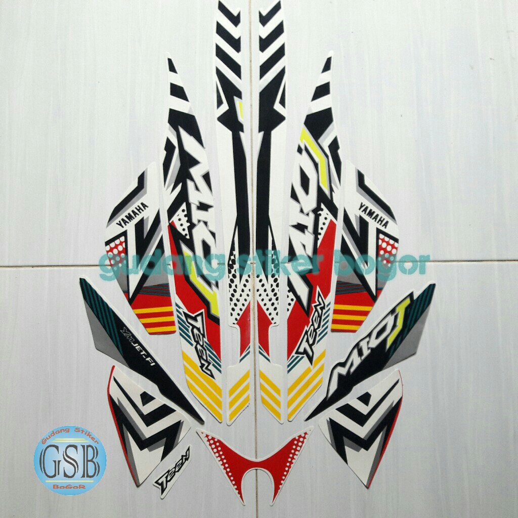 stiker striping Motor Yamaha Mio J Teen 2013 Putih-Merah