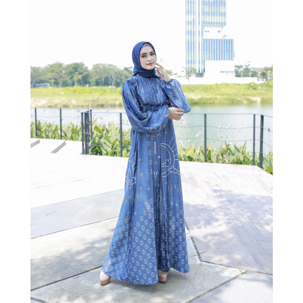 Dress Zulina Maxi motif / Maxmara silk lux / baju wanita / Pakaian Muslim / Fashion Wanita Muslimah