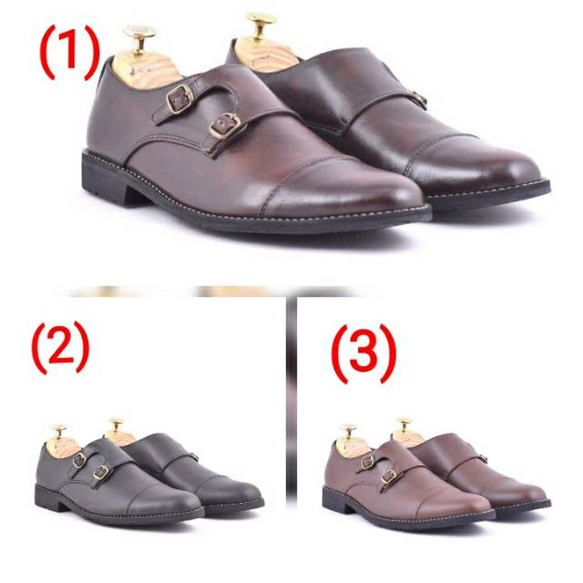 sepatu pantopel Azcost Double Monkstrap sepatu formal sepatu kulit