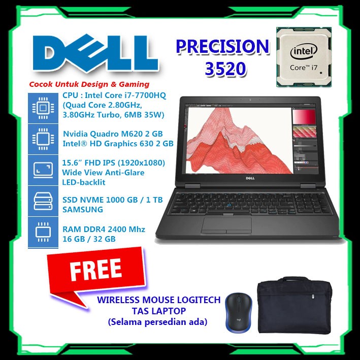 Laptop Intel Core i7-7700 HQ RAM 32 GB SSD 1024 GB / 1 TB NVME SAMSUNG - RAM 32 GB