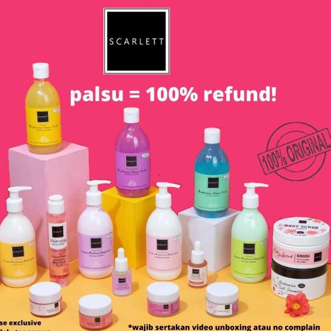☆ SCARLETT WHITENING ORIGINAL SCARLETT SERUM CREAM SCARLETT BODY LOTION SCRUB SCARLETT PAKET ♨