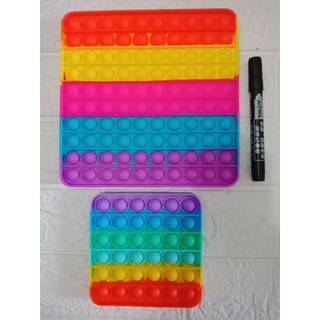 LYSASHOP -  Pop It BESAR AMONG US DINO UNICORN SEGIEMPAT JUMBO RAINBOW PUZZLE MAINAN EDUKASI ANAK-7