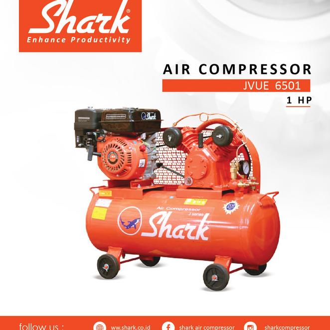 Kompresor 1Hp Tangki 83 Liter Shark Air Compressor + Engine Jvue 6501
