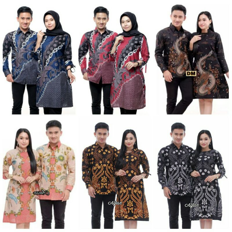 Batik Couple Tunik Kemeja Ready Sragam Emhabatik tunik ziper depan terlaris