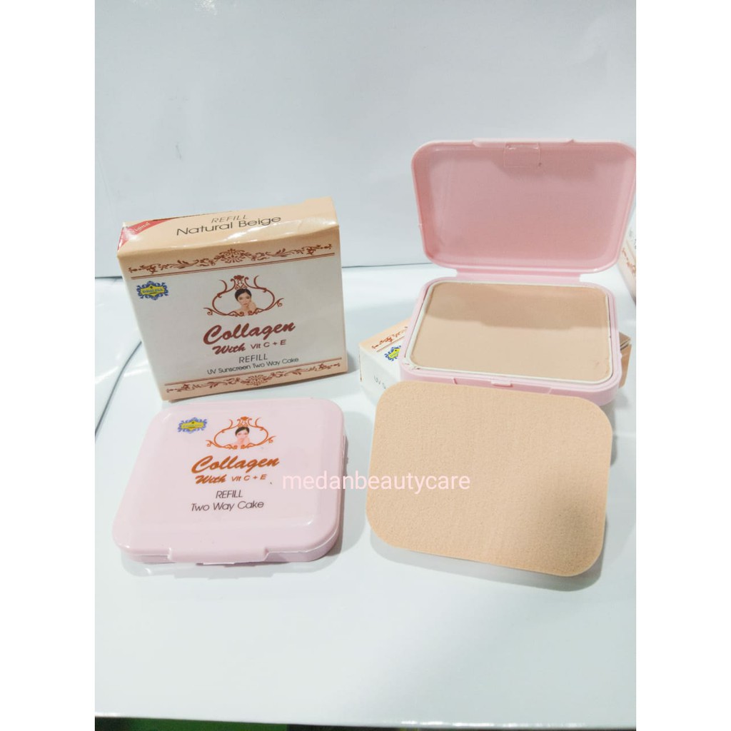 REFILL Collagen Dhilisa Bedak Padat Two Way Cake Colagen Makeup Wajah