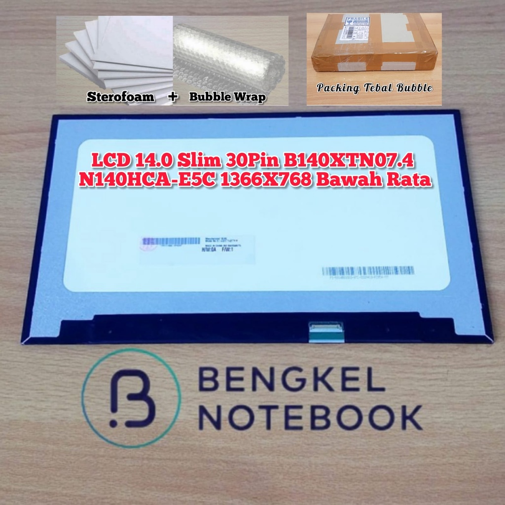 LCD 14.0 Slim 30pin 1366X768 30PIN PCB Rata B140XTN07.4 NT140WHM-N45 N140BGE-E54 M140NWR8 Dell E5450 Dell 5400 5401 30pin No Kuping HD PCB Rata