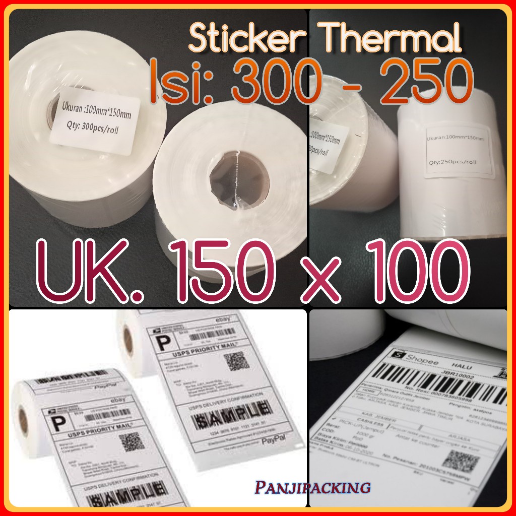 LABEL BARCODE KERTAS STICKER DIRECT THERMAL 150x100 Isi 250 - 300 pcs Stiker termal
