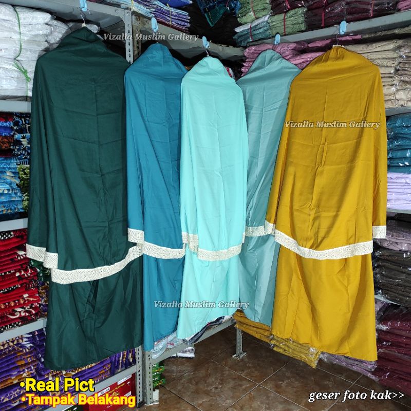 Mukena Anak Simple Polos Renda Rajut 6cm /Mukena Couple Ibu dan Anak /Mukena Katun Anak