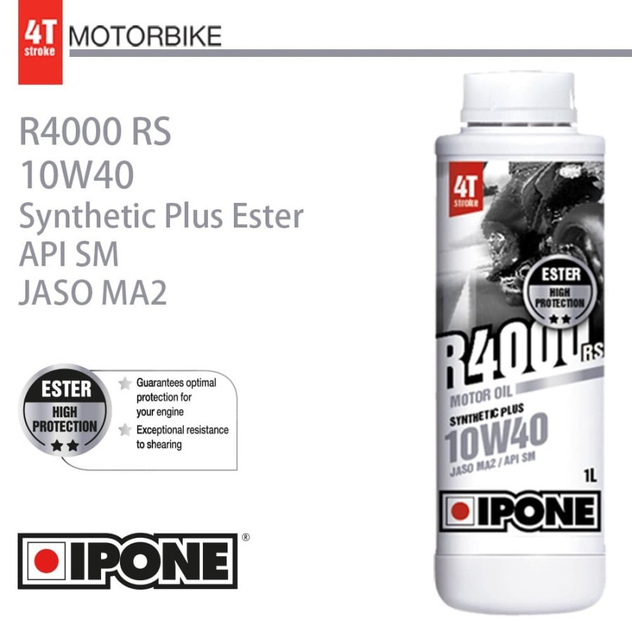 IPONE R4000 RS 10W40 ORIGINAL SYNTHETIC PLUS ESTER API SM JASO MA2