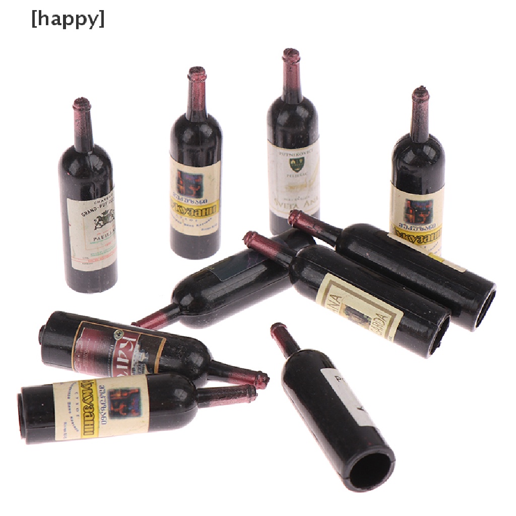 10pcs Miniatur Botol Wine Bahan Resin Untuk Aksesoris Rumah Boneka