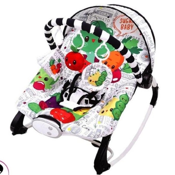 TERLENGKAP TERMURAH BOUNCER SUGAR BABY Bouncher SUGARBABY Rocking XL 10 in 1 / 3 STAGES Sugar Baby Bouncher Rocker Premium-10in1 / VEGGIE WHITE
