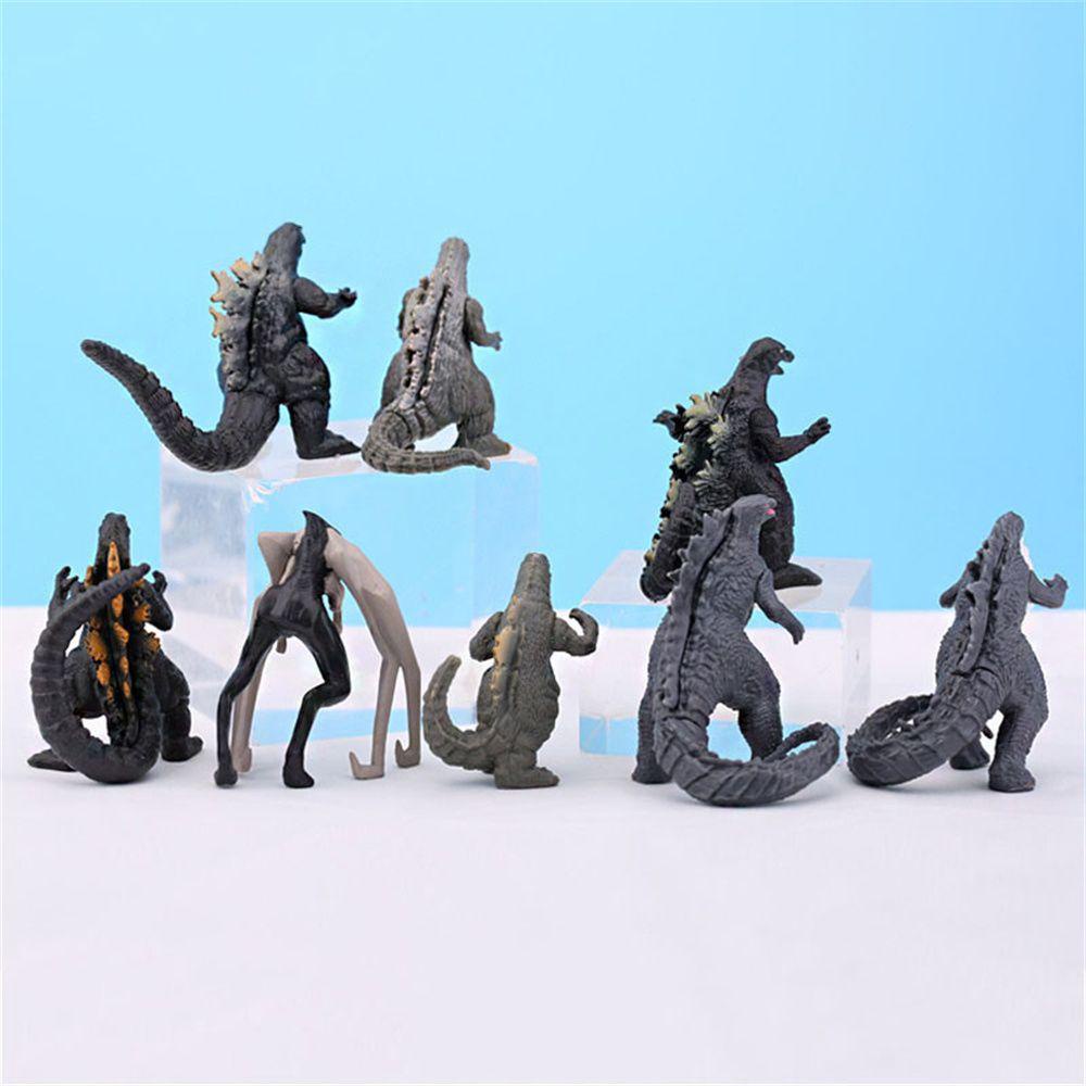 AUGUSTINA Godzilla Toy Figure 8Pcs Hadiah Anak Model Mainan Patung Mainan Ornamen Koleksi Hadiah Gift Dinosaurus GodAzilla