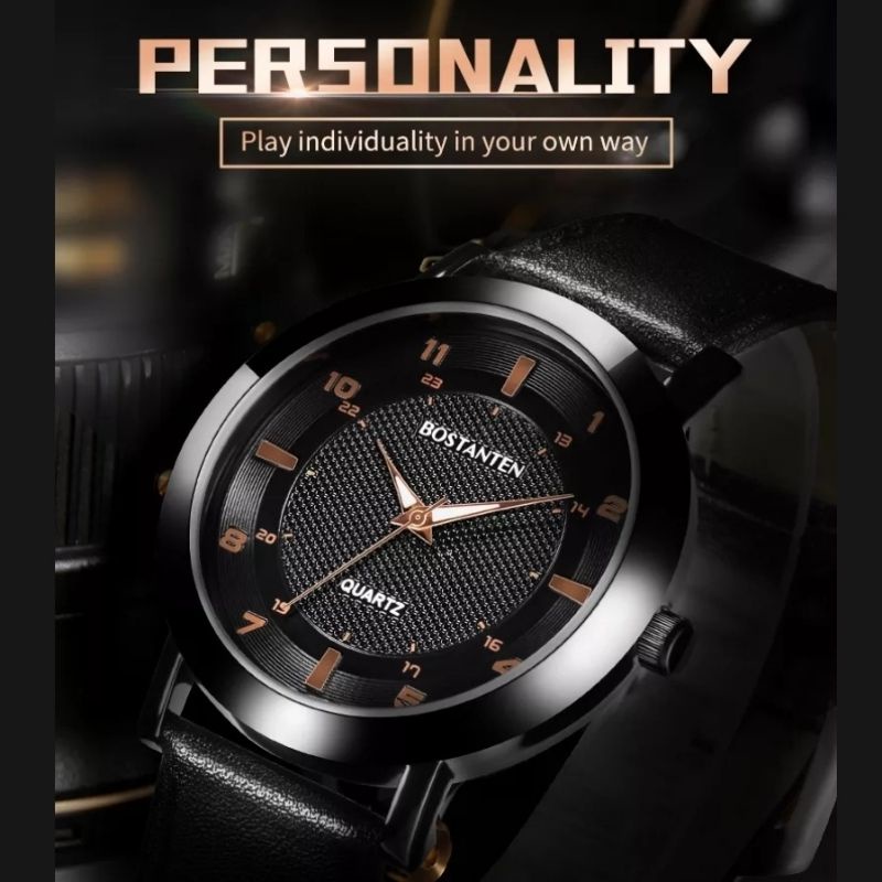 Bostanten Classic Jam Tangan Pria dan Wanita Waterproof Modis Casual Tali Kulit Mewah