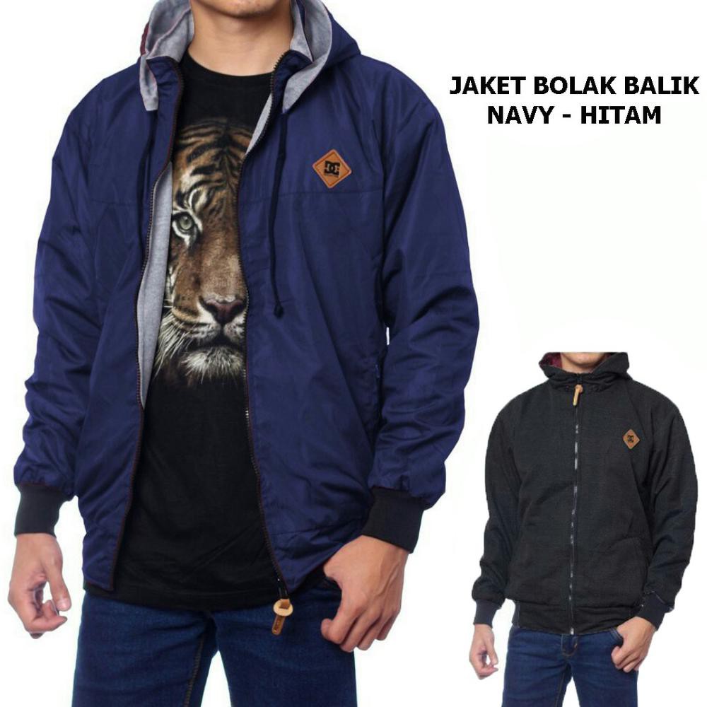 JAKET BOLAK BALIK / JAKET BB PRIA WANITA NAVY HITAM POLOS BAPAK ANAK JEANS LEVIS