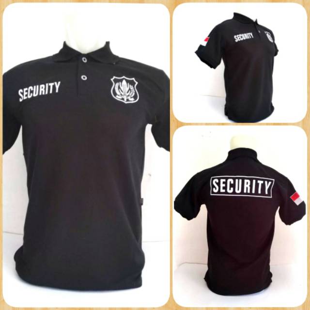 KAOS SECURITY - KAOS POLO SECURITY LOGO PUTIH - KAOS SECURITY HITAM LOGO PUTIH