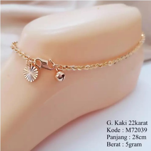 Gelang Kaki Rantai Nori Gepeng Silver Lapis Emas