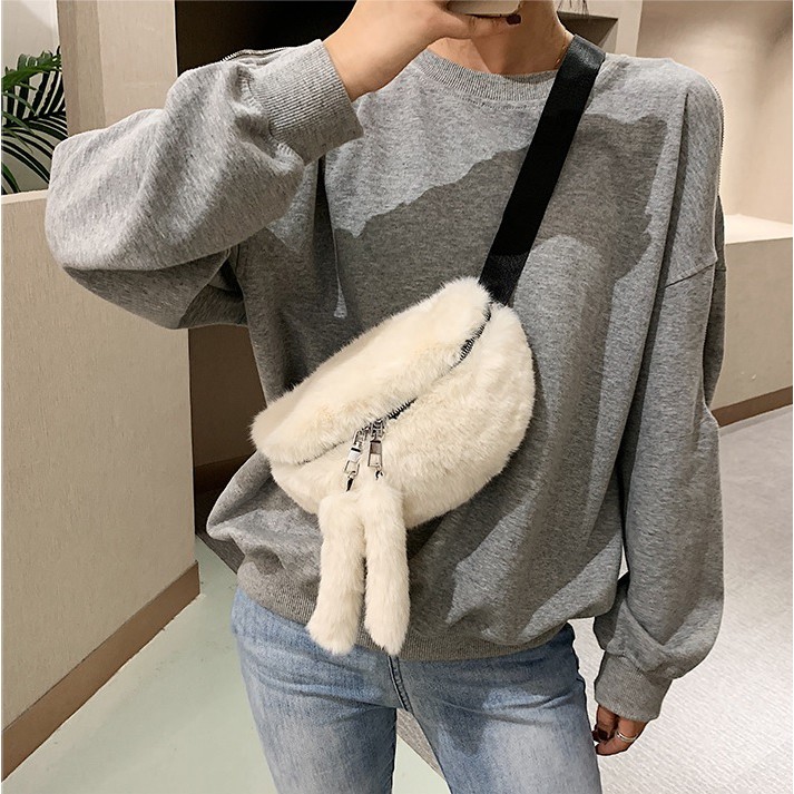 BJ81707 - BLACK/GRAY/KHAKI/PINK/WHITE/YELLOW - TAS SLEMPANG BULU FEATHER LUCU TAS ANAK IMPORT TAS WANITA FASHION IMPORT MODIS ELEGAN TERMURAH TERLARIS TERBARU BAGSTORE JAKARTA TAS BATAM GT1707