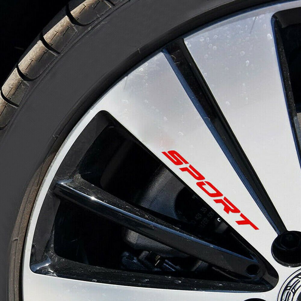 SUYOU 4Pcs 13x0.8cm Car Sticker Style SPORT Wheel Hub Decal Black/Silver/Yellow/Red/Blue Accessories Car Door Rims Racing Graphic Emblem/Multicolor