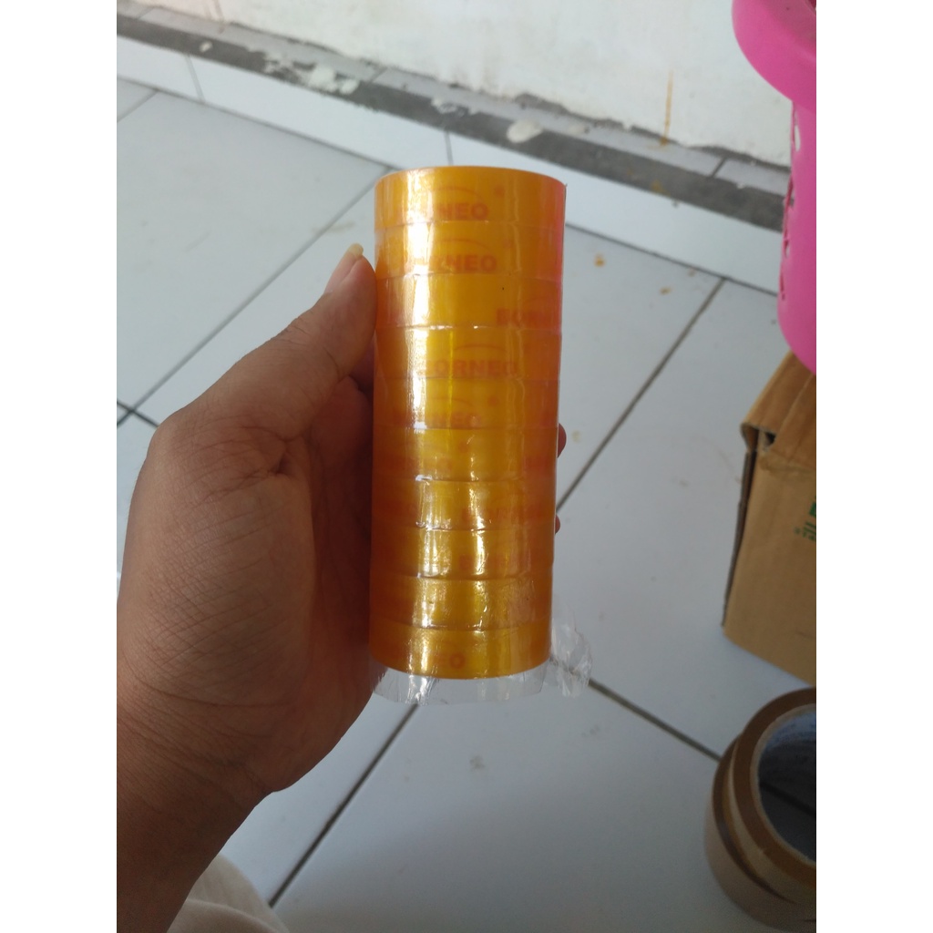 

isolasi borneo kecil / borneo cello tape kecil / isolasi kecil / isolasi murah 12mmxl x 25y