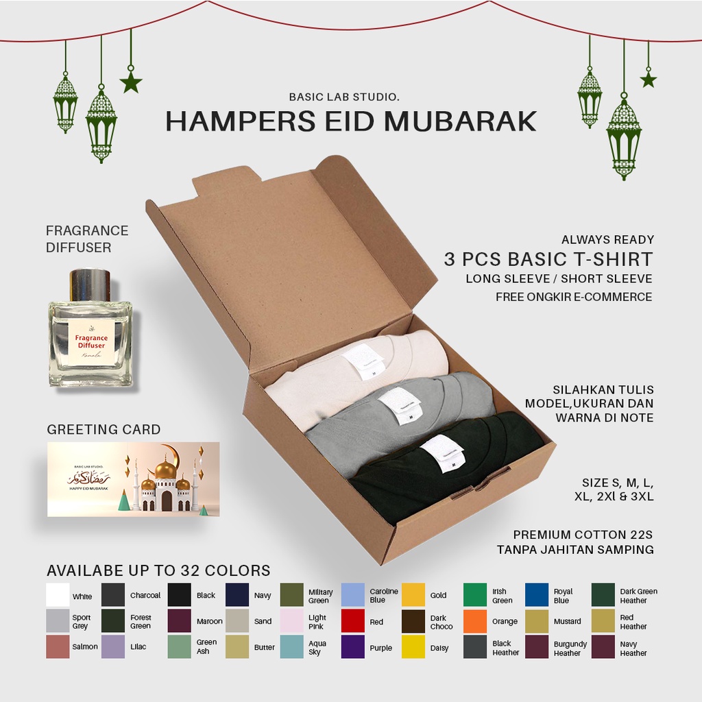 Hampers / Parcel Lebaran Baju Polos Lengan Pendek Panjang Pria Wanita