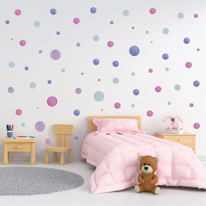 Stiker Dinding Bahan PVC Motif Laser Dot Warna-Warni Untuk Dekorasi Kamar Anak