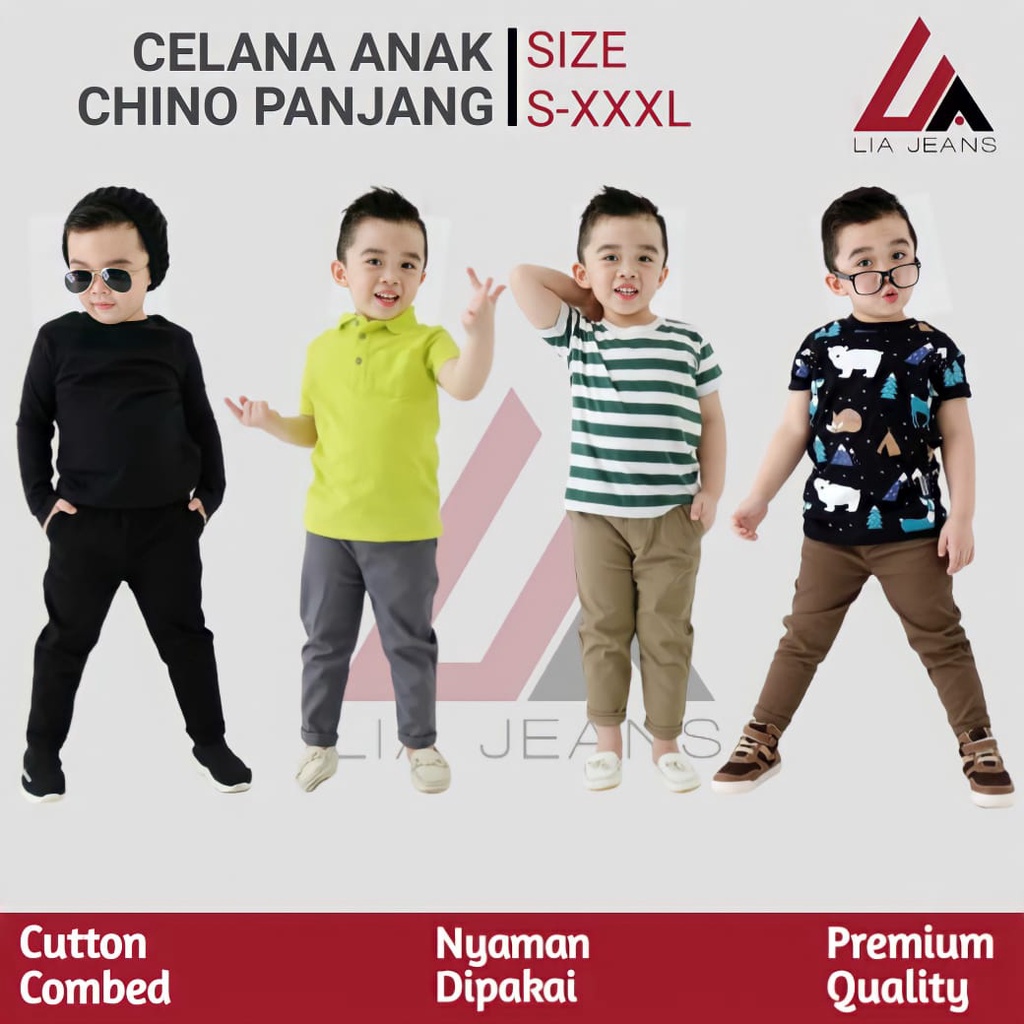 Celana anak laki laki perempuan usia 1-10 tahun celana chino panjang celana anak cowok celana bayi celana remaja celana hitam anak jumbo celana anak pinggang karet melar