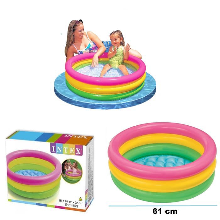 Kolam Renang Anak Pelangi Intex Sunset Glow Pool 61 x 22 cm - kolam pelangi anak intex 57107