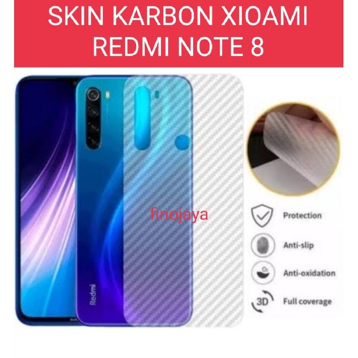 Skin Graskin Carbon Xiaomi Redmi Note 8 Anti jamur belakang transparan