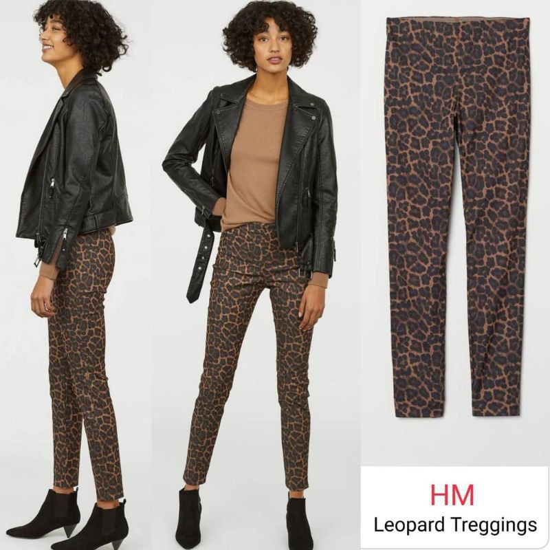 Celana panjang Leopard print Tregging / Celana H&M HM Wanita Leopard