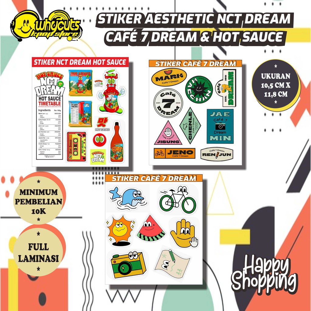 [Min Order 15K boleh campur] STIKER AESTHETIC NCT DREAM CAFE 7 DREAM &amp; HOT SAUCE (READY STOK