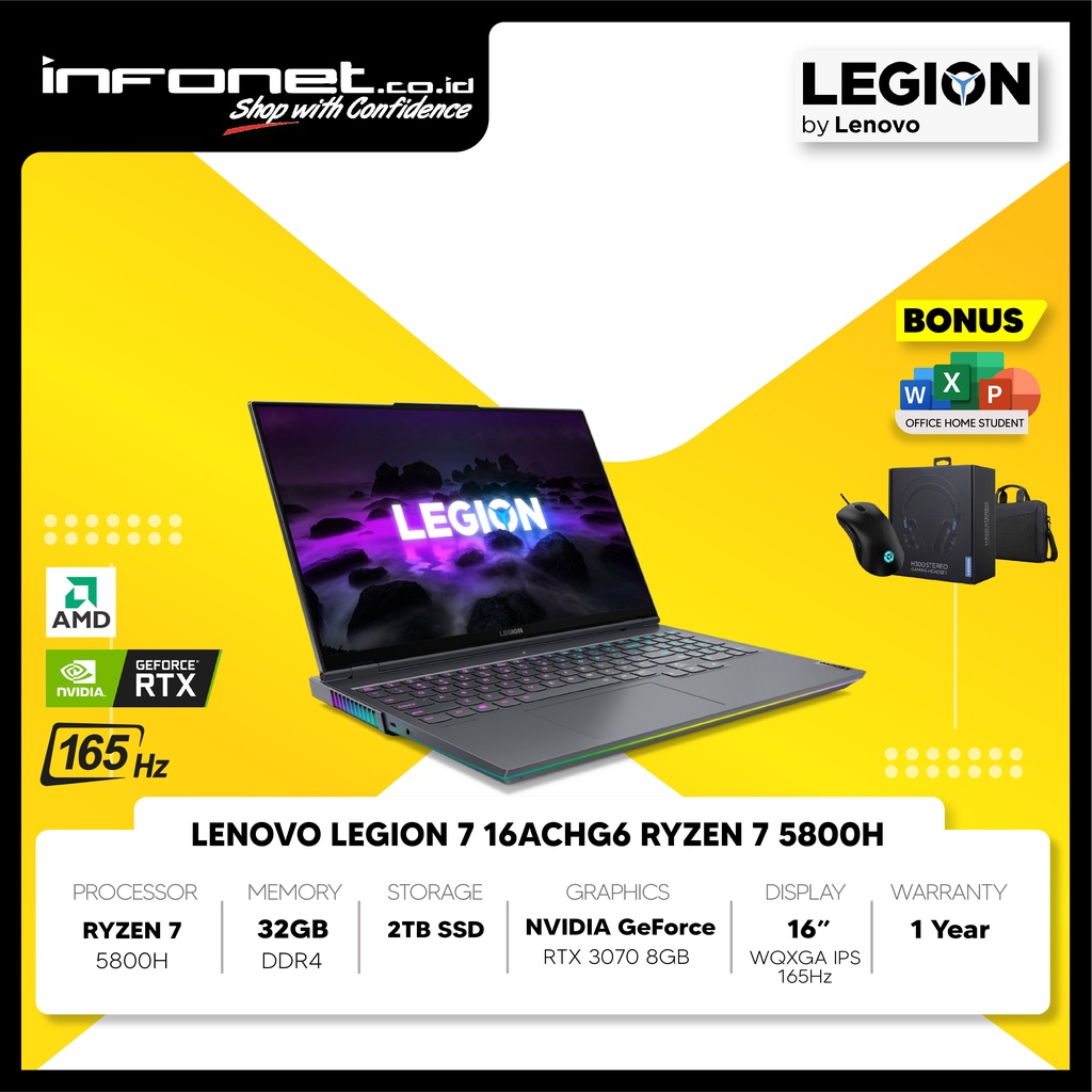 LENOVO LEGION 7 RYZEN 7 5800H 32GB 2TB RTX3070 8GB 16" WQXGA IPS 165Hz W10 OHS