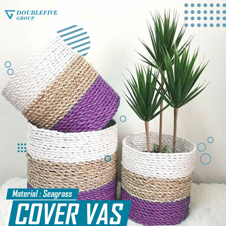 Cover Pot Anyaman Cover Pot Seagrass Cover Pot Bunga Cover Pot Anyam Isi 3 Pcs